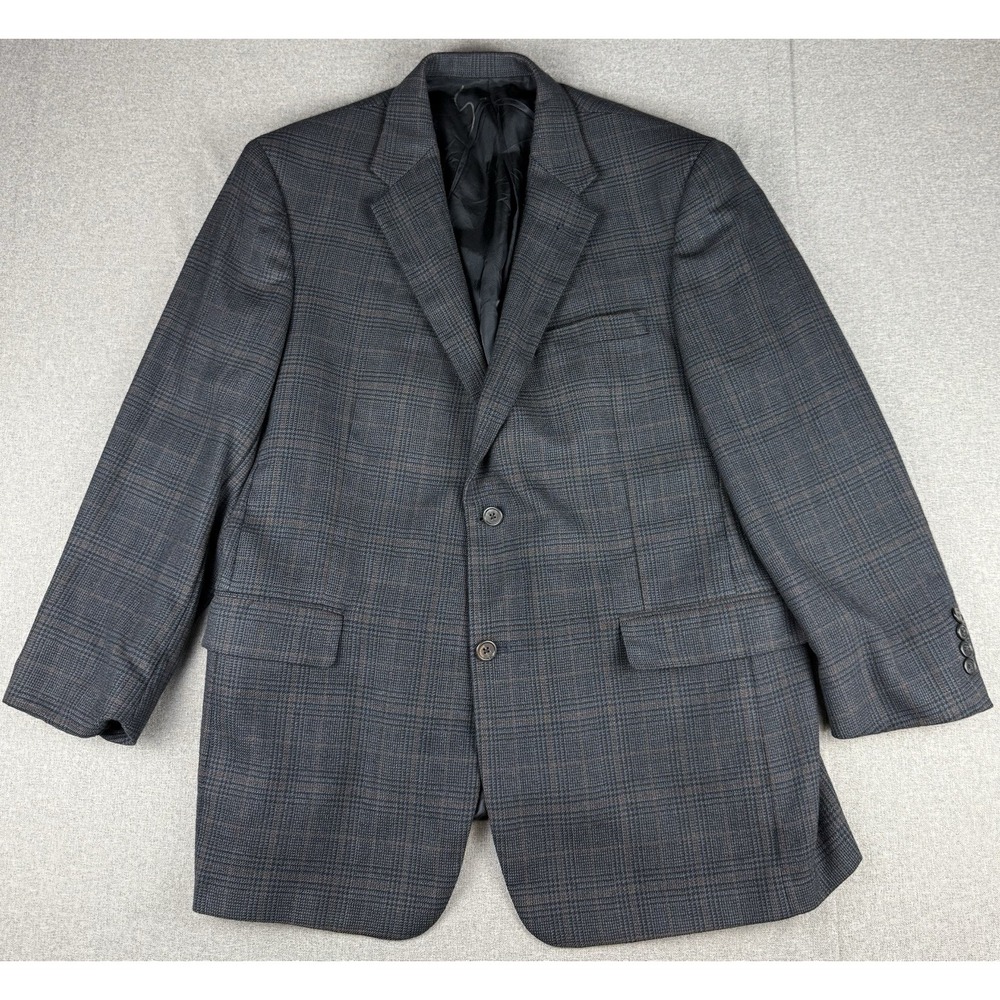Graham & Gunn Men's Gray Windowpane Plaid Sport Coat Blazer 2 Button Jacket